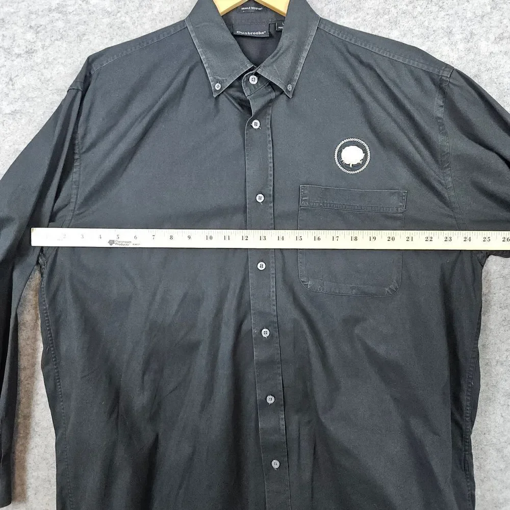 Dunbrooke Men's Black Wrinkle Resistant Shirt Size L Cotton Embroidered‎ FLAWS